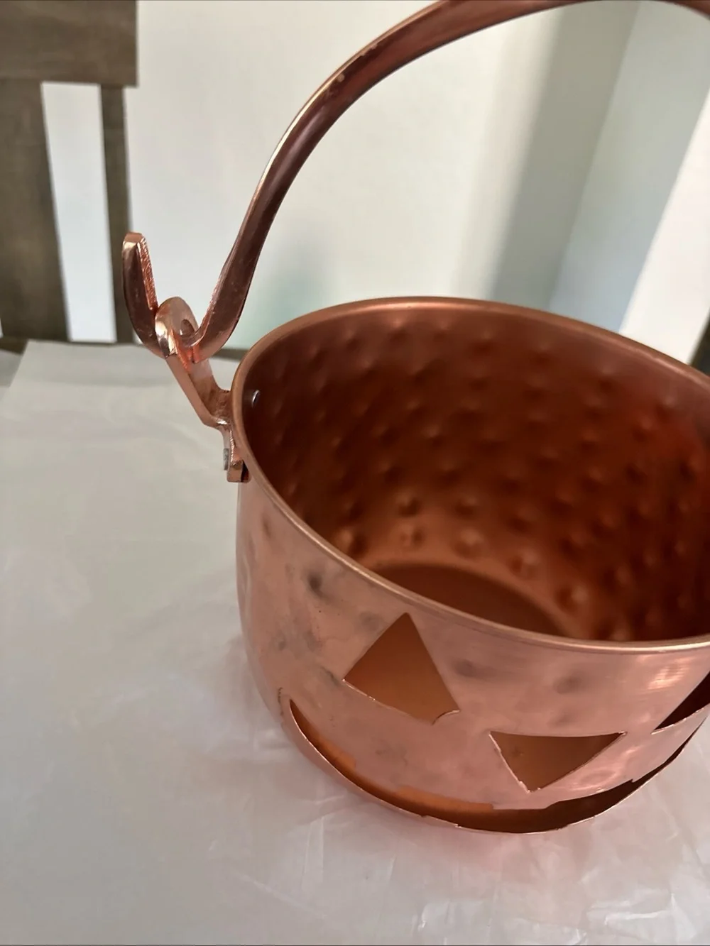 Copper Halloween Jack-O'-Lantern Candy Bucket